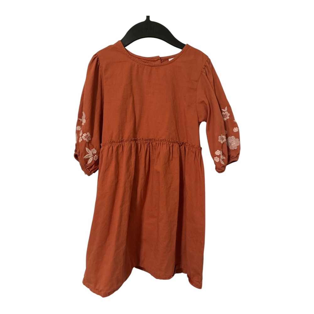 Embroidered Orange Kids Dress